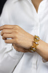7.40 Carats Total Trillion Cut Diamond Golden Leaf Bracelet in Yellow Gold