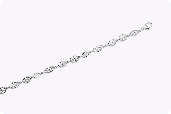 9.13 Carat Total Mixed Cut Diamond By the Yard Tennis Bracelet in White Gold