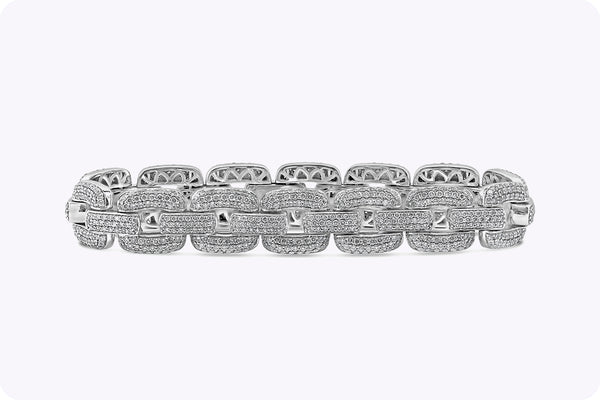 6.55 Carats Total Micro-Pave Diamond Chain Link Bracelet in White Gold