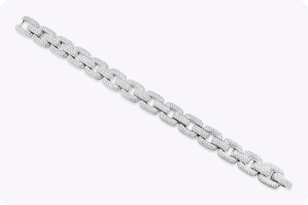 6.55 Carats Total Micro-Pave Diamond Chain Link Bracelet in White Gold