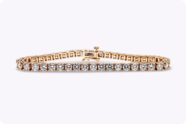 8.68 Carats Total Round Brilliant Cut Diamond Tennis Bracelet in Yellow Gold