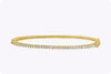 2.78 Carat Total Round Diamond Bangle Bracelet in Yellow Gold