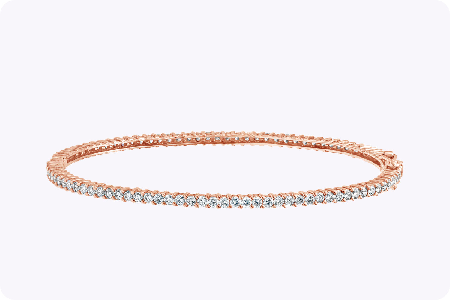 2.79 Carat Total Round Diamond Eternity Bangle Bracelet in Rose Gold