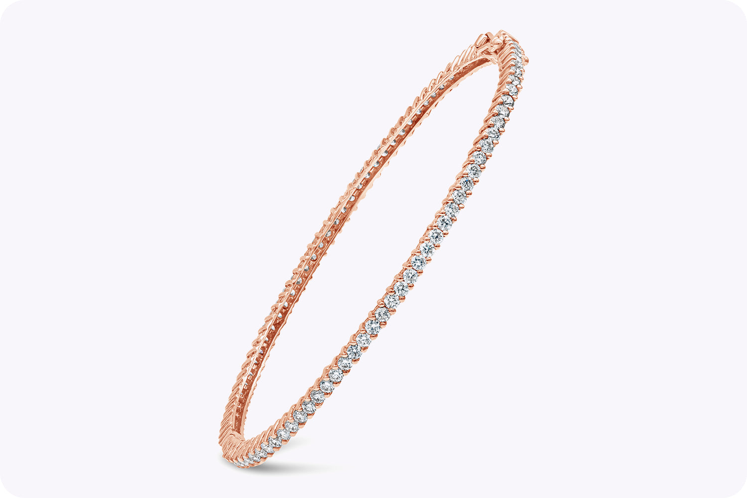 2.79 Carat Total Round Diamond Eternity Bangle Bracelet in Rose Gold