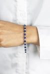 12.56 Carat Total Oval Cut Sapphire & Diamond Tennis Bracelet in White Gold