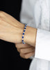 12.56 Carats Total Oval Cut Blue Sapphire & Diamond Tennis Bracelet in White Gold