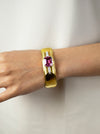 GIA Certified 10.50 Carats Octagon Pink Tourmaline Bangle Bracelet in Yellow Gold