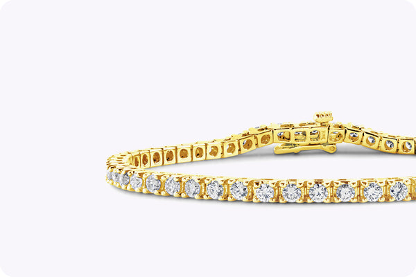 2.14 Carats Total Round Diamond Tennis Bracelet in Yellow Gold