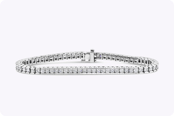 3.12 Carat Total Brilliant Round Diamond Channel Set Tennis Bracelet in White Gold