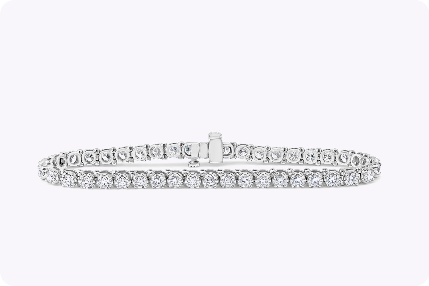 5.03 Carat Total Round Brilliant Cut Diamond Tennis Bracelet in White Gold