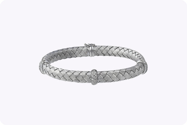 diamond and sapphire basket-weave braided bangle bracelet