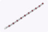 10.57 Carats Total Mixed Cut Ruby and Diamond Halo Tennis Bracelet in White Gold