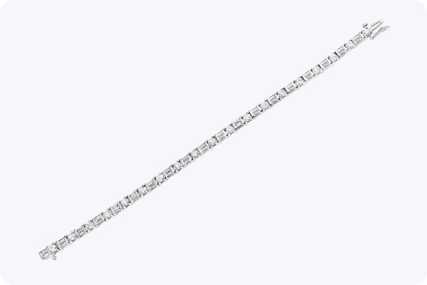 8.02 Carat Total Alternating Mixed Cut Diamond Tennis Bracelet in White Gold