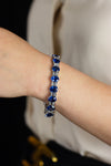 33.66 Carat Oval Cut Blue Sapphire & Diamond Fashion Bracelet in White Gold