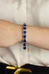 33.66 Carat Oval Cut Blue Sapphire & Diamond Fashion Bracelet in White Gold