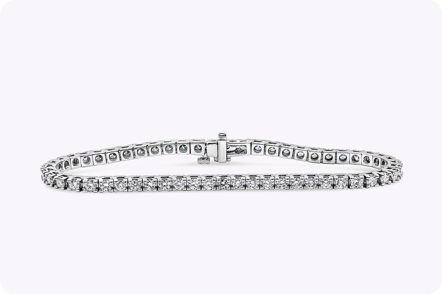 3.58 Carats Total Round Brilliant Cut Diamond Tennis Bracelet in White Gold