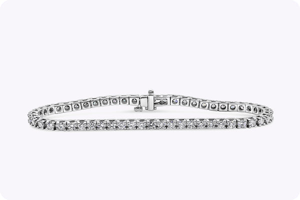 3.58 Carats Total Round Brilliant Cut Diamond Tennis Bracelet in White Gold