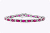 11.11 Carats Total Oval Cut Pinkish Ruby & Diamond Tennis Bracelet in White Gold