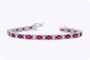 11.11 Carats Total Alternating Ruby and Diamond Tennis Bracelet in White Gold