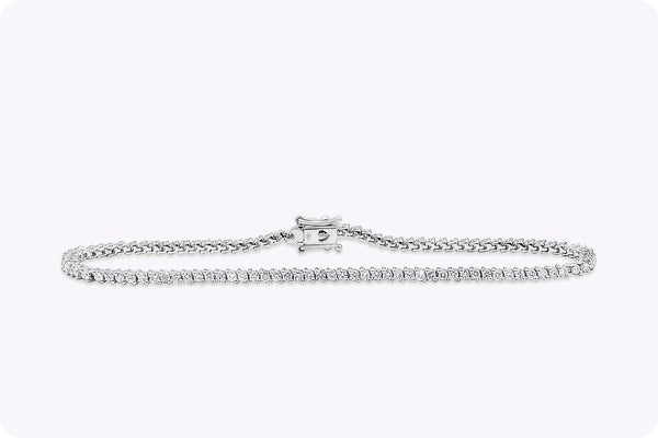 1.39 Carats Total Brilliant Round Shape Diamond Tennis Bracelet in White Gold