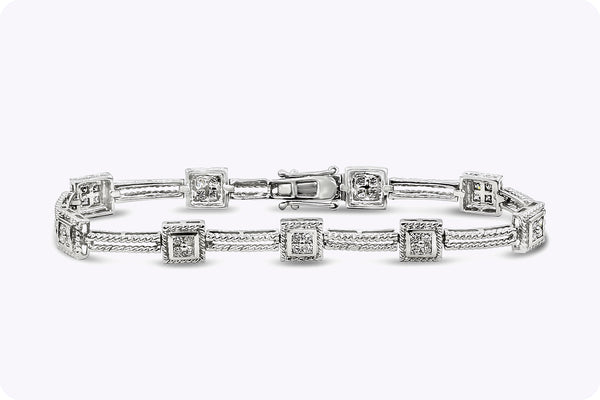 0.75 Carat Total Round Brilliant Cut Diamond Double-Row Rope Bracelet in White Gold