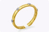 0.37 Carats Total Brilliant Round Shape Diamond Bangle Cuff Bracelet in White Gold and Yellow Gold