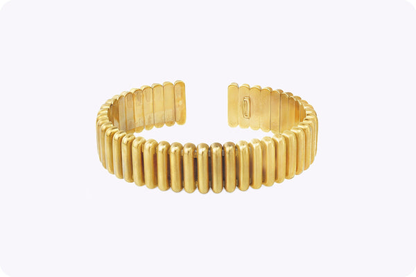 Column Cuff Bangle Bracelet in 18k Yellow Gold
