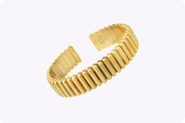 Column Cuff Bangle Bracelet in 18k Yellow Gold
