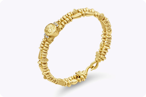 Seidengang Roman Portrait 0.12 Carat Diamond Retro Bracelet in Yellow Gold