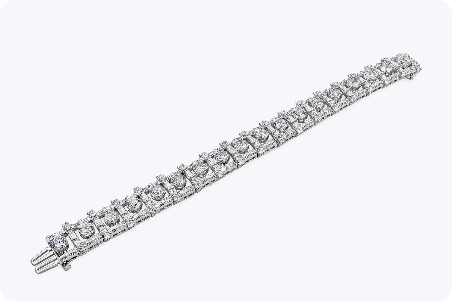 24.00 Carats Total Mixed Cut Diamond Open-Work Bracelet in Platinum