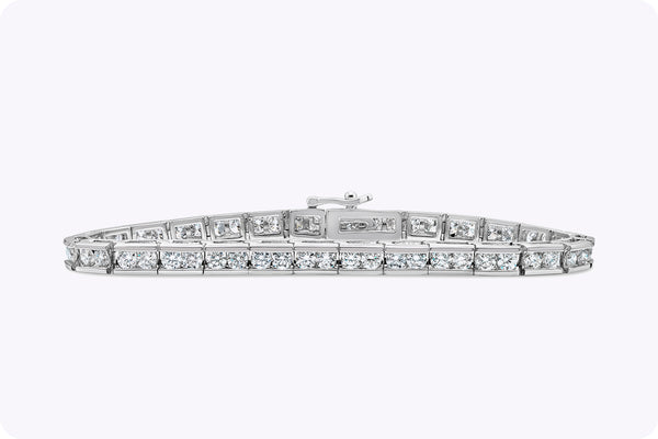 4.95 Carats Total Round Brilliant Cut Diamond Channel-Set Tennis Bracelet in White Gold