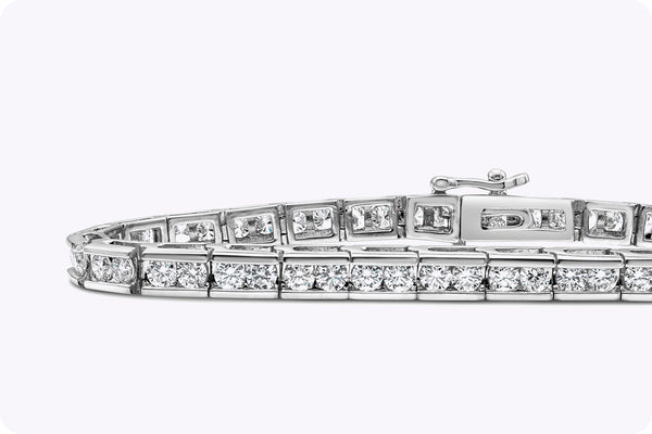 4.95 Carats Total Round Brilliant Cut Diamond Channel-Set Tennis Bracelet in White Gold