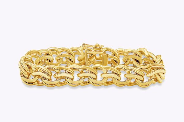 69.15 Grams Double Link Unisex Bracelet in Yellow Gold