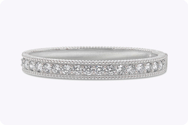 5.49 Carat Total Brilliant Round Diamonds Bangle Bracelet in White Gold