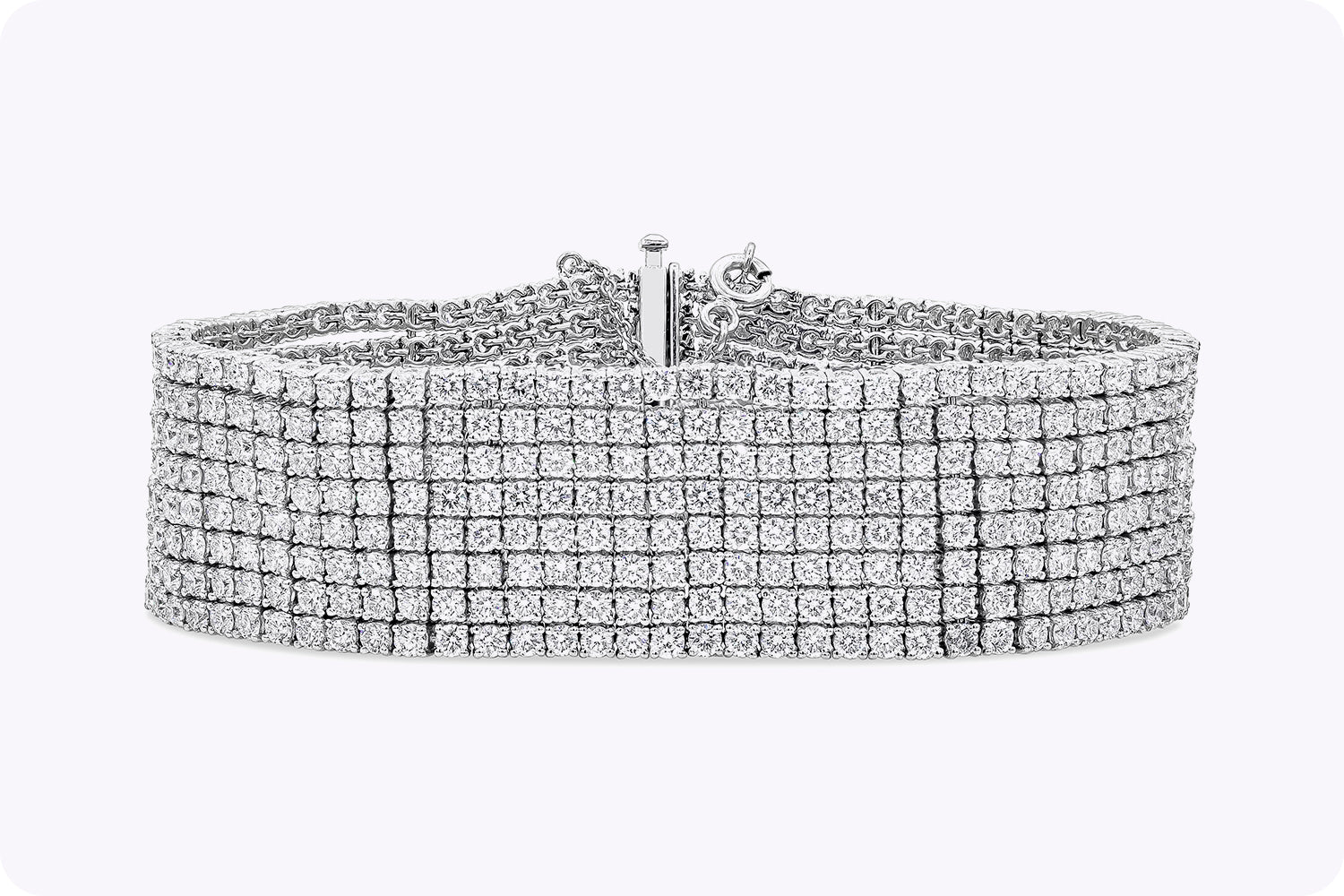 30.20 Carat Total Brilliant Round Diamond Multi-Row Tennis Bracelet in White Gold