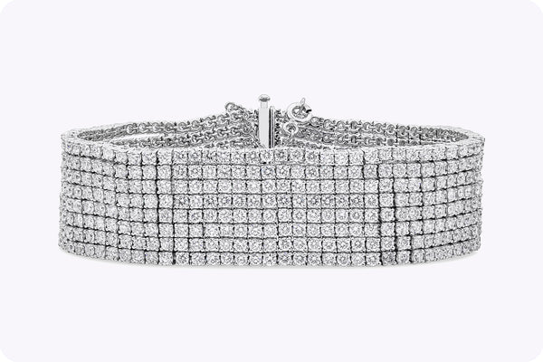 30.20 Carat Total Brilliant Round Diamond Multi-Row Tennis Bracelet in White Gold