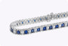 12.73 Carats Total Alternating Emerald Cut Blue Sapphire and Diamond Tennis Bracelet in Platinum