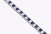 12.73 Carats Total Alternating Emerald Cut Blue Sapphire and Diamond Tennis Bracelet in Platinum