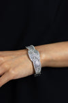 13.03 Carats Total Baguette and Round Diamonds Bangle Bracelet in White Gold