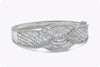 13.03 Carats Total Baguette and Round Diamonds Bangle Bracelet in White Gold