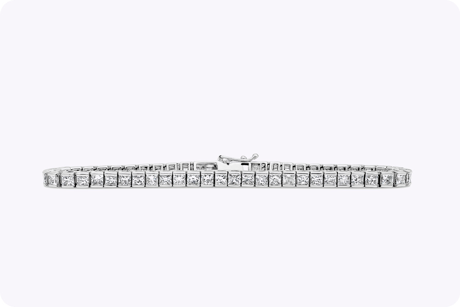 8.42 Carat Total Princess Cut Diamond Channel-Set Tennis Bracelet in White Gold