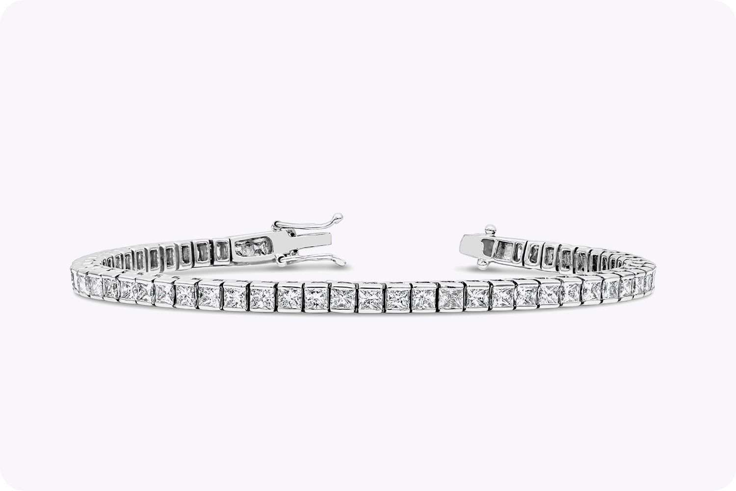 8.42 Carat Total Princess Cut Diamond Channel-Set Tennis Bracelet in White Gold