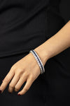 13.22 Carats Total Round Diamond and Square Cut Blue Sapphire Tennis Bracelet in White Gold