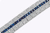 13.22 Carats Total Round Diamond and Square Cut Blue Sapphire Tennis Bracelet in White Gold