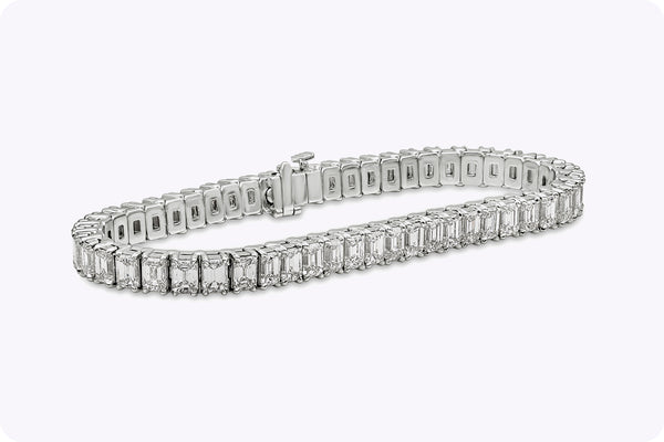 16.06 Carats Total Emerald Cut Diamond Tennis Bracelet in Platinum