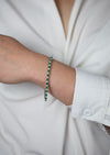 5.04 Carats Total Alternating Round Cut Green Emerald & Diamond Tennis Bracelet in White Gold