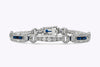 5.75 Carats Total Old European Cut Diamond and Sapphire Antique Fashion Bracelet in Platinum