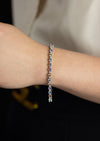 7.35 Carats Total Round Multi-Color Sapphire and Diamond Tennis Bracelet in White Gold