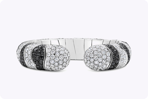 De Grisogono 13.50 Carat Total Black and White Diamond Cuff Bangle Bracelet in White Gold