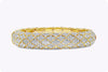 6.64 Carat Total Round Diamond in Floral Design Bangle Fashion Bracelet in Yellow Gold